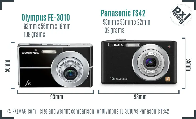 Olympus FE-3010 vs Panasonic FS42 size comparison
