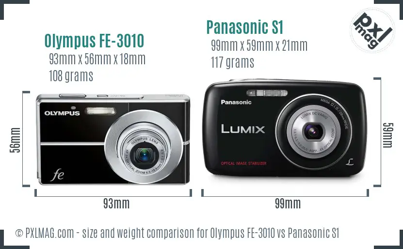 Olympus FE-3010 vs Panasonic S1 size comparison