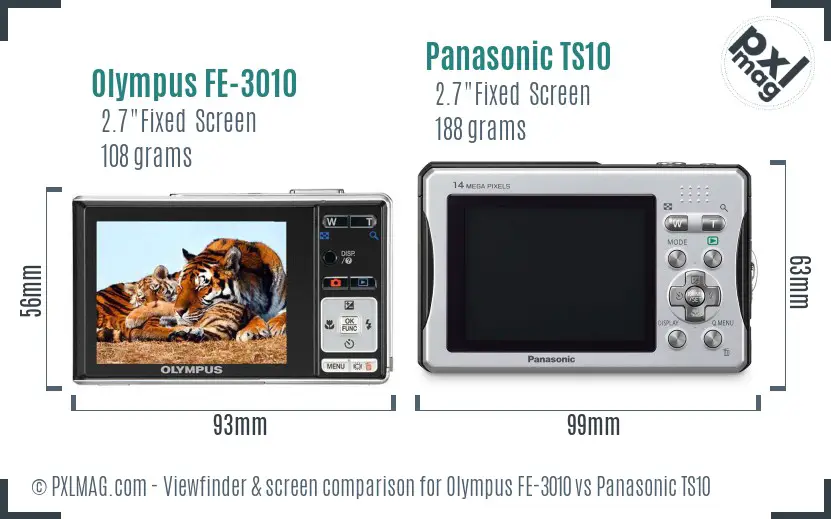 Olympus FE-3010 vs Panasonic TS10 Screen and Viewfinder comparison