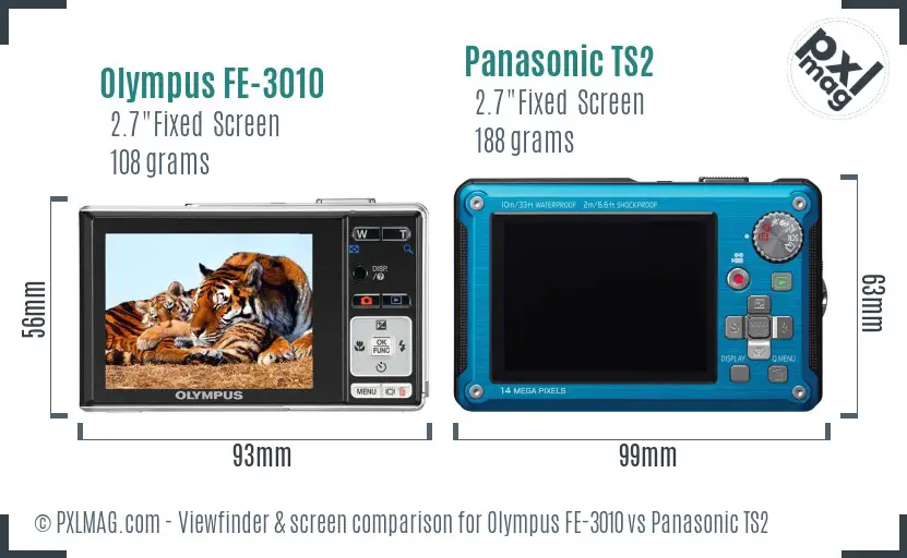 Olympus FE-3010 vs Panasonic TS2 Screen and Viewfinder comparison