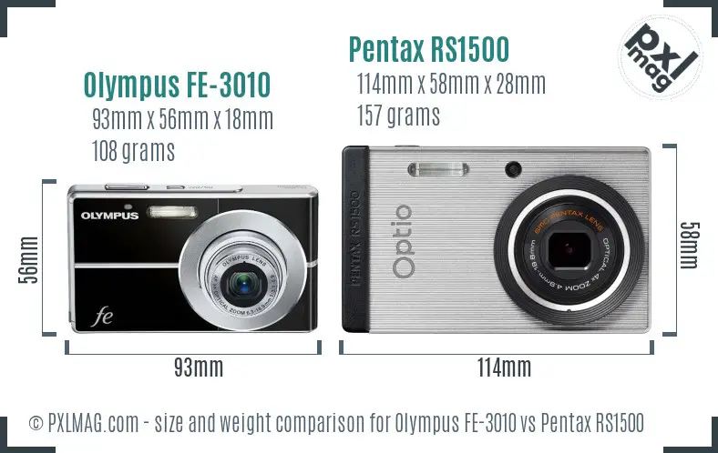 Olympus FE-3010 vs Pentax RS1500 size comparison