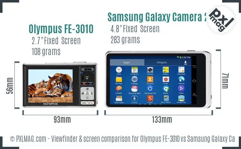 Olympus FE-3010 vs Samsung Galaxy Camera 2 Screen and Viewfinder comparison