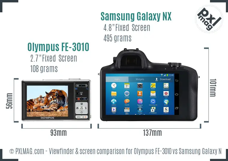 Olympus FE-3010 vs Samsung Galaxy NX Screen and Viewfinder comparison