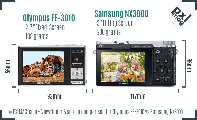 Olympus FE-3010 vs Samsung NX3000 Screen and Viewfinder comparison Olympus FE-3010 vs Samsung NX3000 Screen and Viewfinder comparison
