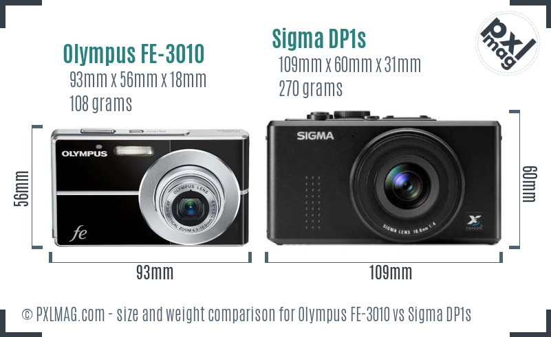 Olympus FE-3010 vs Sigma DP1s size comparison Olympus FE-3010 vs Sigma DP1s size comparison