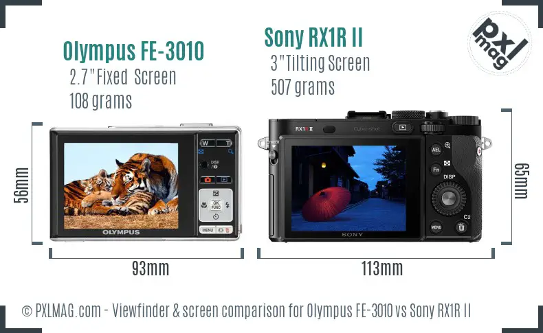 Olympus FE-3010 vs Sony RX1R II Screen and Viewfinder comparison
