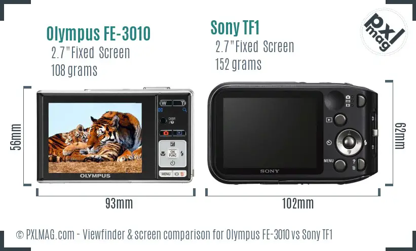 Olympus FE-3010 vs Sony TF1 Screen and Viewfinder comparison