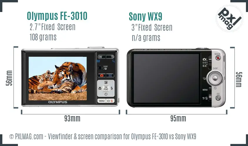 Olympus FE-3010 vs Sony WX9 Screen and Viewfinder comparison