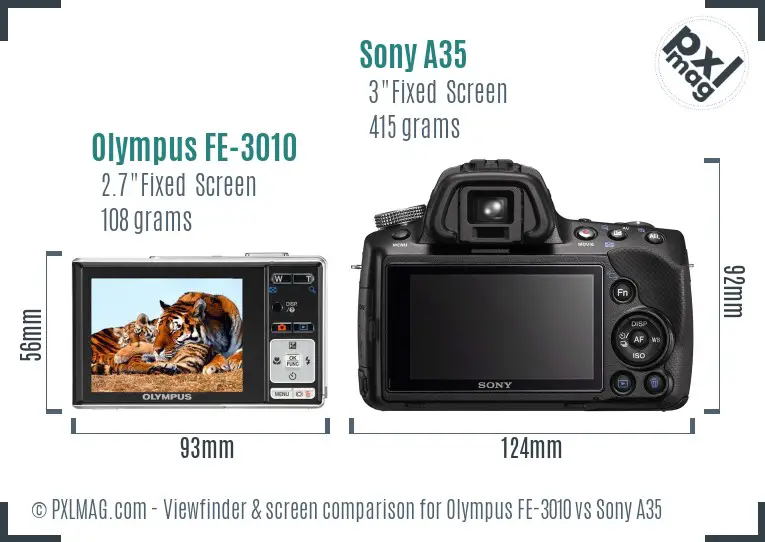 Olympus FE-3010 vs Sony A35 Screen and Viewfinder comparison