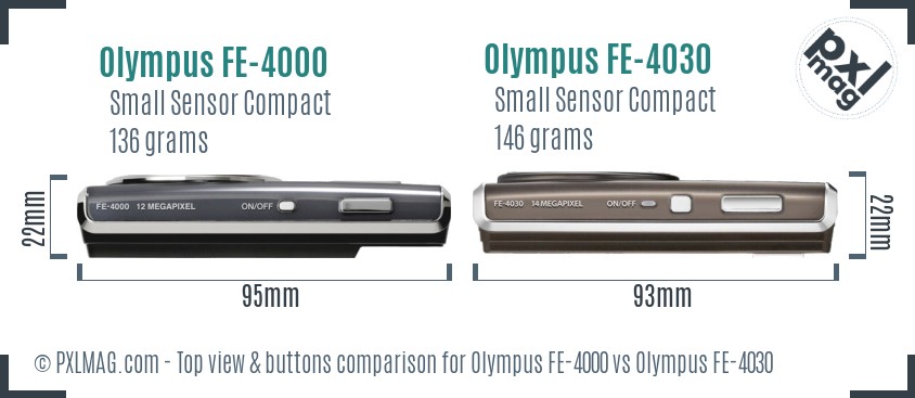 Olympus FE-4000 vs Olympus FE-4030 top view buttons comparison