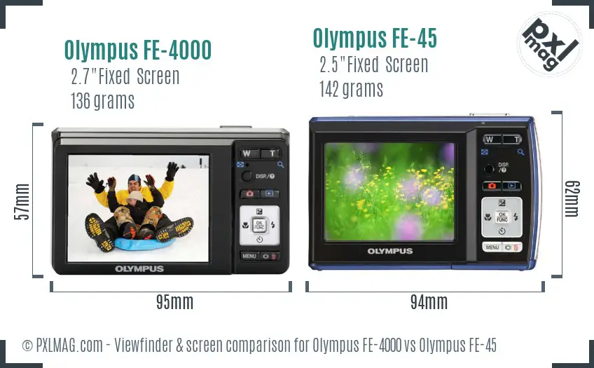 Olympus FE-4000 vs Olympus FE-45 Screen and Viewfinder comparison