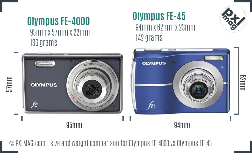Olympus FE-4000 vs Olympus FE-45 size comparison