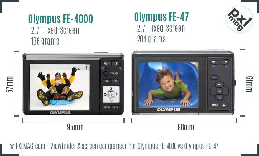 Olympus FE-4000 vs Olympus FE-47 Screen and Viewfinder comparison