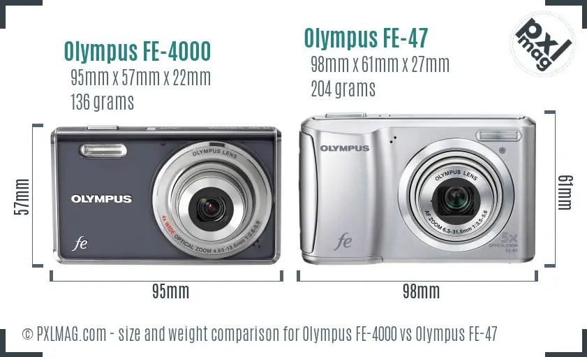 Olympus FE-4000 vs Olympus FE-47 size comparison