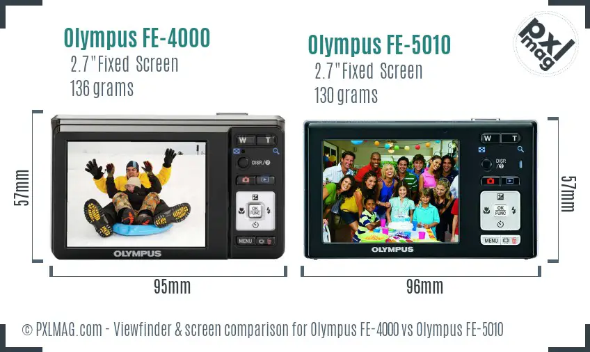 Olympus FE-4000 vs Olympus FE-5010 Screen and Viewfinder comparison