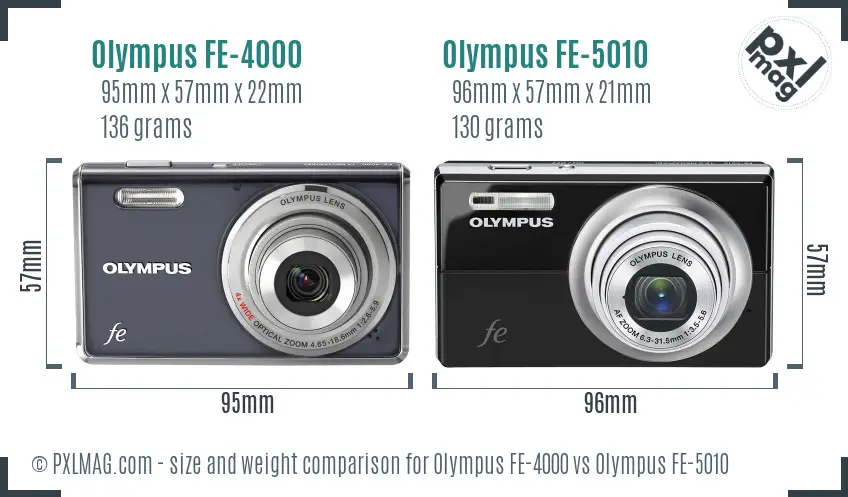 Olympus FE-4000 vs Olympus FE-5010 size comparison