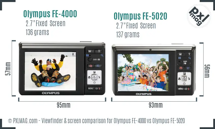 Olympus FE-4000 vs Olympus FE-5020 Screen and Viewfinder comparison
