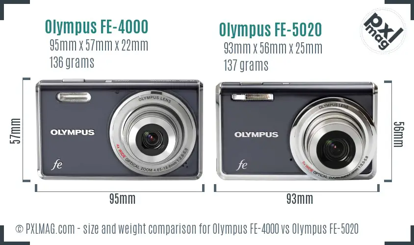 Olympus FE-4000 vs Olympus FE-5020 size comparison