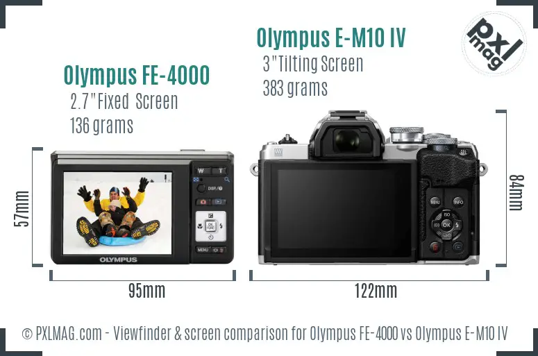 Olympus FE-4000 vs Olympus E-M10 IV Screen and Viewfinder comparison