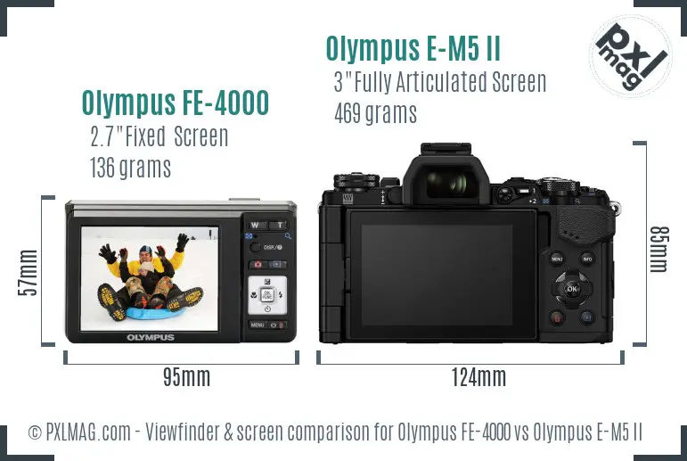 Olympus FE-4000 vs Olympus E-M5 II Screen and Viewfinder comparison