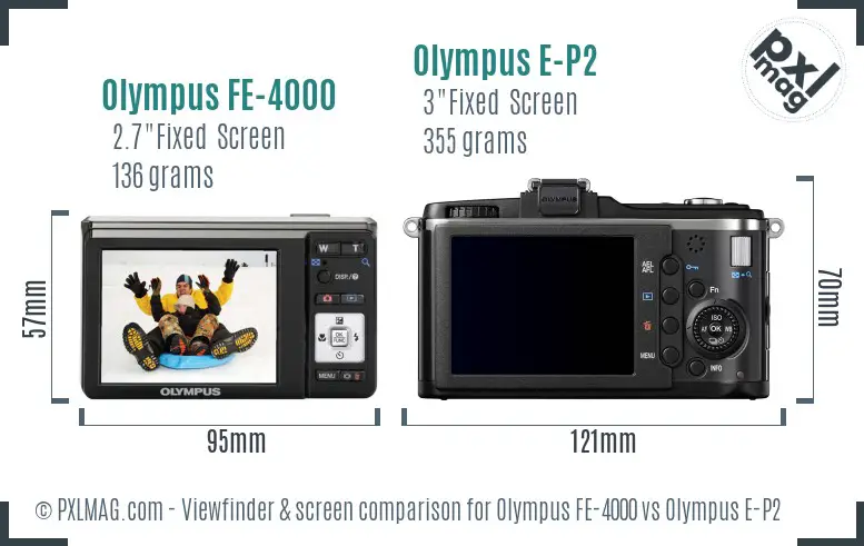 Olympus FE-4000 vs Olympus E-P2 Screen and Viewfinder comparison