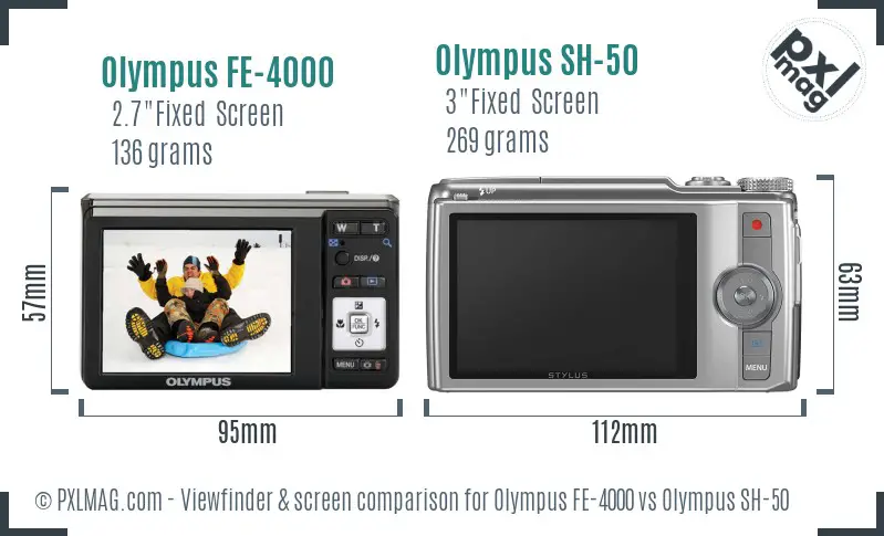 Olympus FE-4000 vs Olympus SH-50 Screen and Viewfinder comparison
