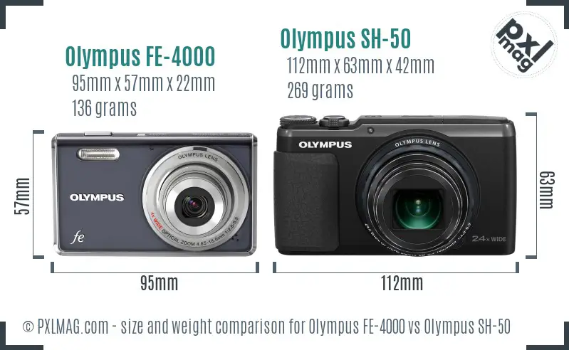 Olympus FE-4000 vs Olympus SH-50 size comparison