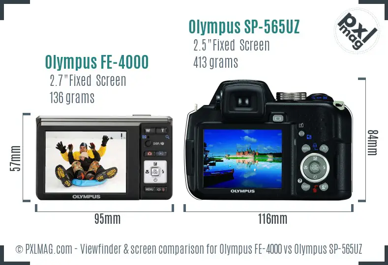 Olympus FE-4000 vs Olympus SP-565UZ Screen and Viewfinder comparison