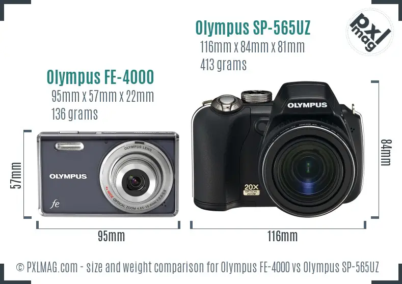 Olympus FE-4000 vs Olympus SP-565UZ size comparison