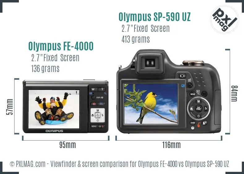 Olympus FE-4000 vs Olympus SP-590 UZ Screen and Viewfinder comparison