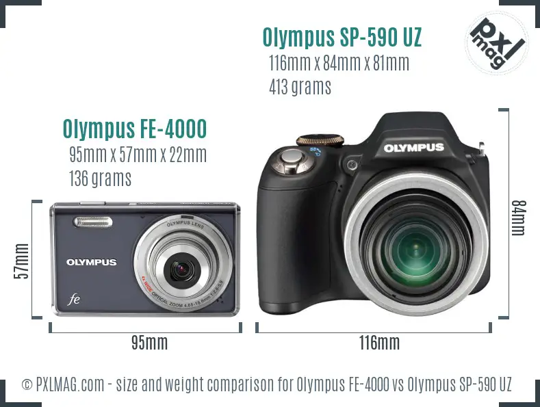 Olympus FE-4000 vs Olympus SP-590 UZ size comparison