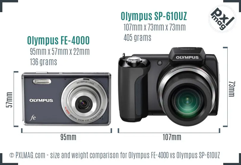 Olympus FE-4000 vs Olympus SP-610UZ size comparison