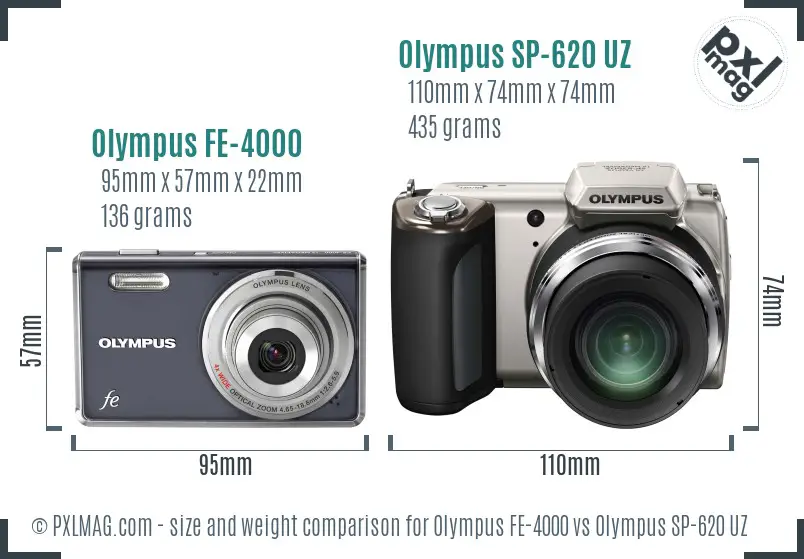 Olympus FE-4000 vs Olympus SP-620 UZ size comparison