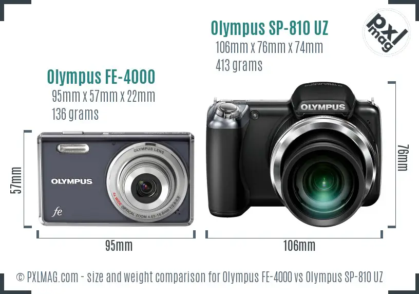 Olympus FE-4000 vs Olympus SP-810 UZ size comparison