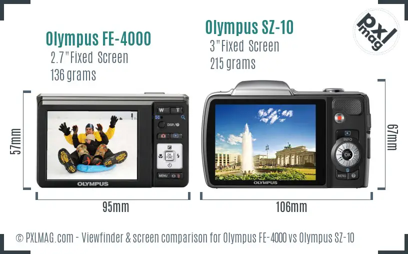 Olympus FE-4000 vs Olympus SZ-10 Screen and Viewfinder comparison