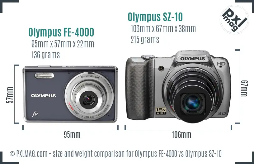 Olympus FE-4000 vs Olympus SZ-10 size comparison