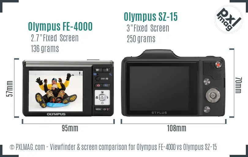 Olympus FE-4000 vs Olympus SZ-15 Screen and Viewfinder comparison