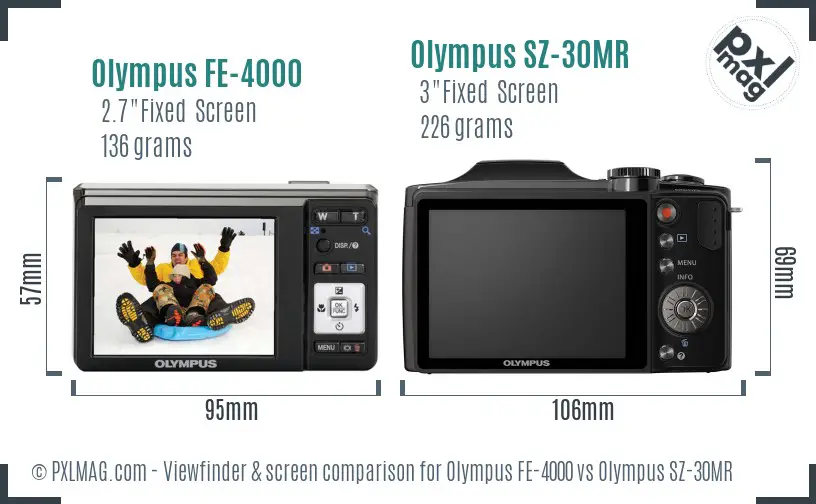 Olympus FE-4000 vs Olympus SZ-30MR Screen and Viewfinder comparison