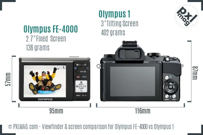 Olympus FE-4000 vs Olympus 1 Screen and Viewfinder comparison