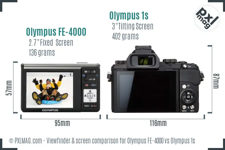Olympus FE-4000 vs Olympus 1s Screen and Viewfinder comparison