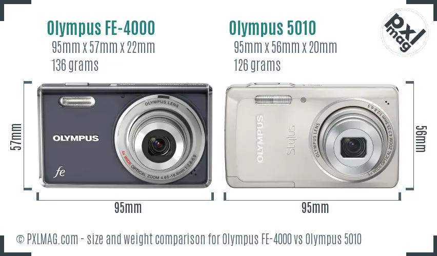Olympus FE-4000 vs Olympus 5010 size comparison