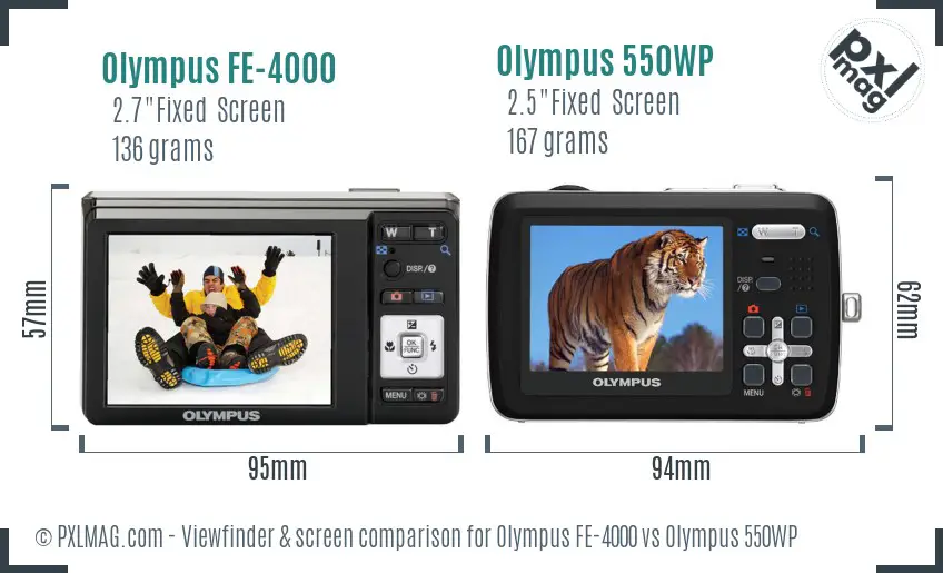 Olympus FE-4000 vs Olympus 550WP Screen and Viewfinder comparison