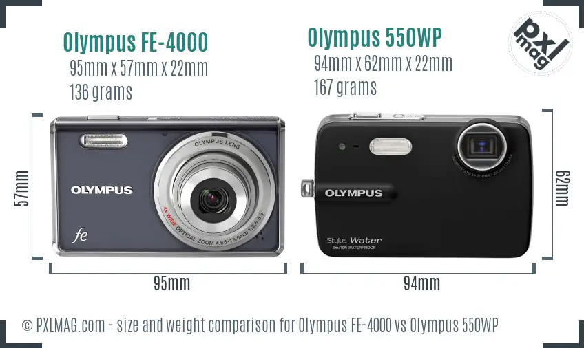 Olympus FE-4000 vs Olympus 550WP size comparison