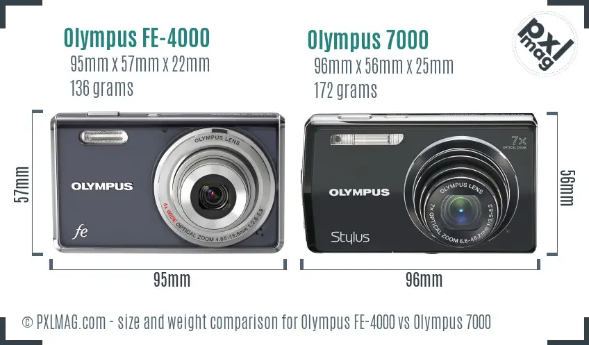 Olympus FE-4000 vs Olympus 7000 size comparison