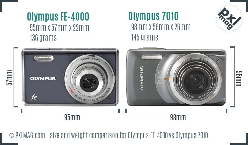 Olympus FE-4000 vs Olympus 7010 size comparison
