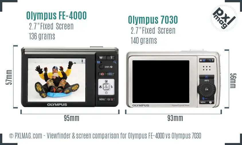 Olympus FE-4000 vs Olympus 7030 Screen and Viewfinder comparison