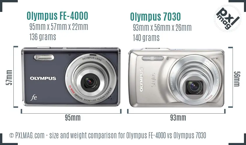Olympus FE-4000 vs Olympus 7030 size comparison