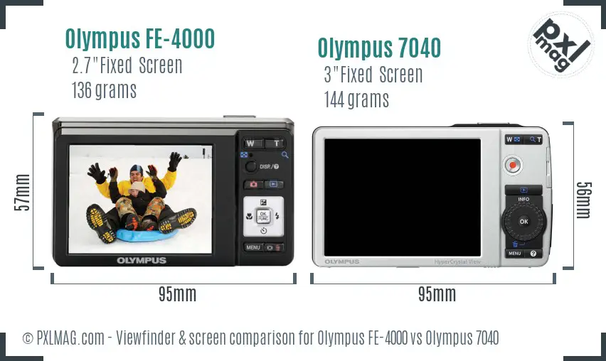 Olympus FE-4000 vs Olympus 7040 Screen and Viewfinder comparison