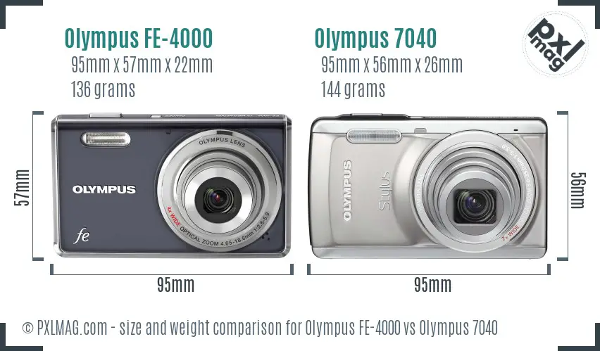 Olympus FE-4000 vs Olympus 7040 size comparison