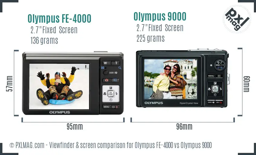 Olympus FE-4000 vs Olympus 9000 Screen and Viewfinder comparison